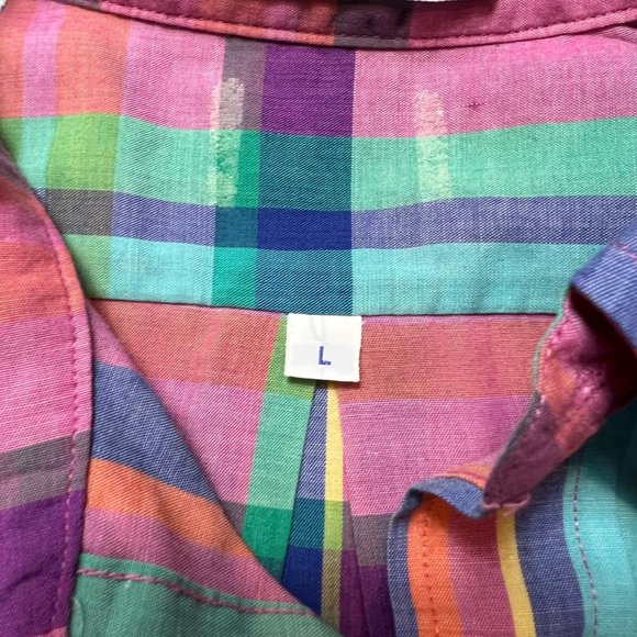 Vintage Single Needle Tailoring Shirt Mens Large Pink Plaid Button Front - Picture 5 of 11